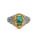 Byzantine Ring with Green Copper Doublet Gemstone