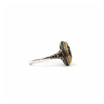 Byzantine Ring with London Blue Topaz Stone - 925 Sterling Silver Gold Plated - Image 3