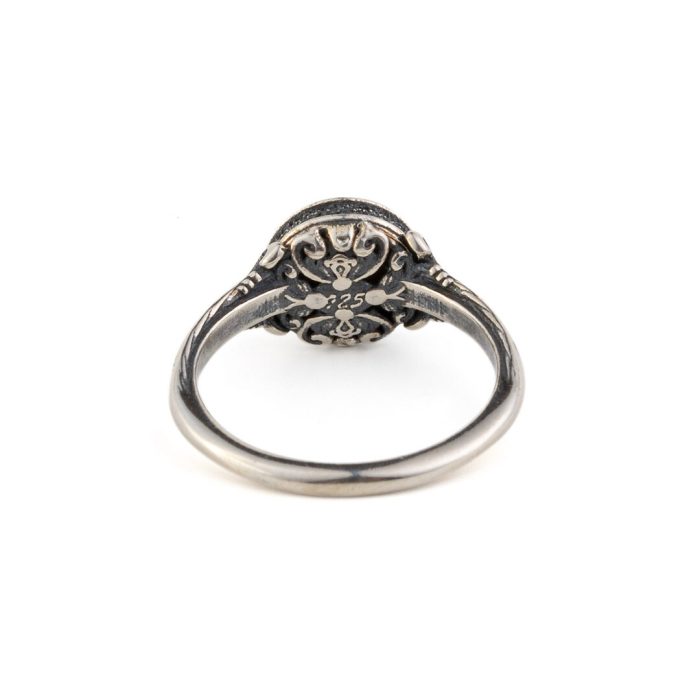Byzantine Ring with Aquamarine Swarovski Stone - 925 Sterling Silver Gold Plated - Image 3