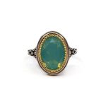 Byzantine Ring with Blue Opal Crystal Stone - 925 Sterling Silver