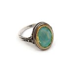 Byzantine Ring with Blue Opal Crystal Stone - 925 Sterling Silver - Image 3