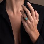 Byzantine Ring with Blue Opal Crystal Stone - 925 Sterling Silver - Image 2