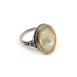 Byzantine Ring with White Opal Stone - 925 Sterling Silver Gold Plated - Image 3