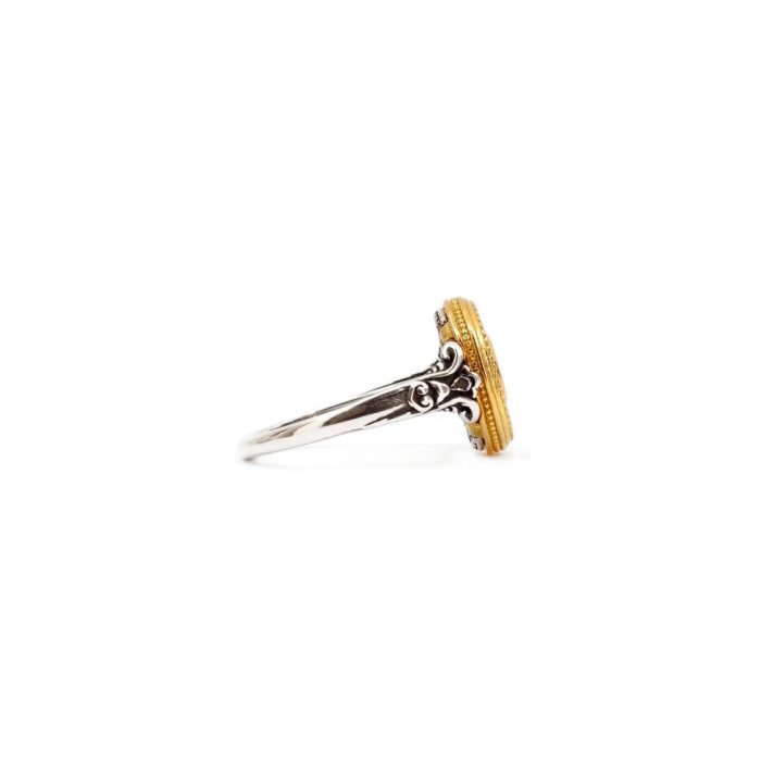 Byzantine Ring with Garnet Zircon Stone - 925 Sterling Silver Gold Plated - Image 3