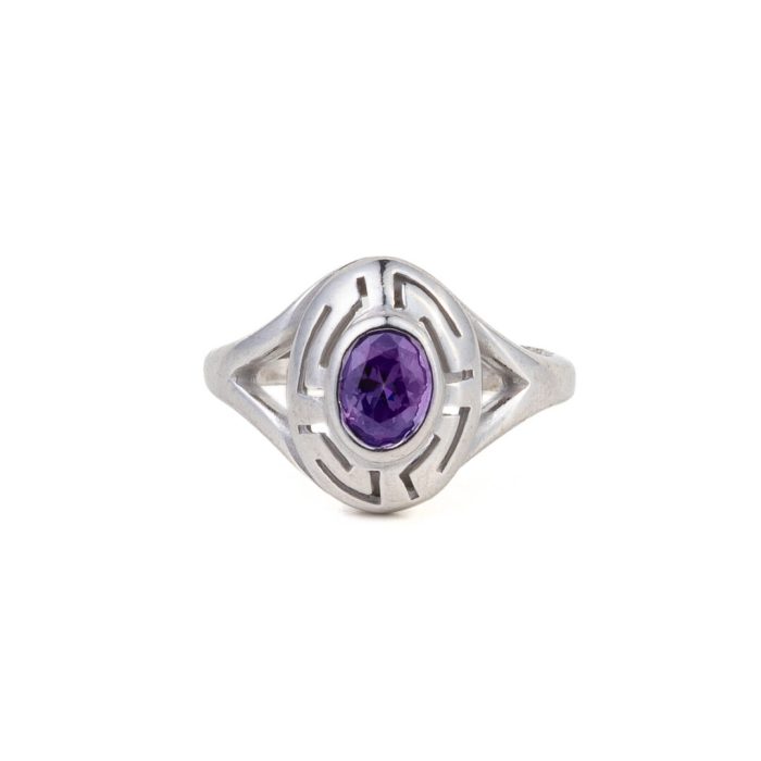 Meander Purple Zircon Ring - Sterling Silver - Image 1