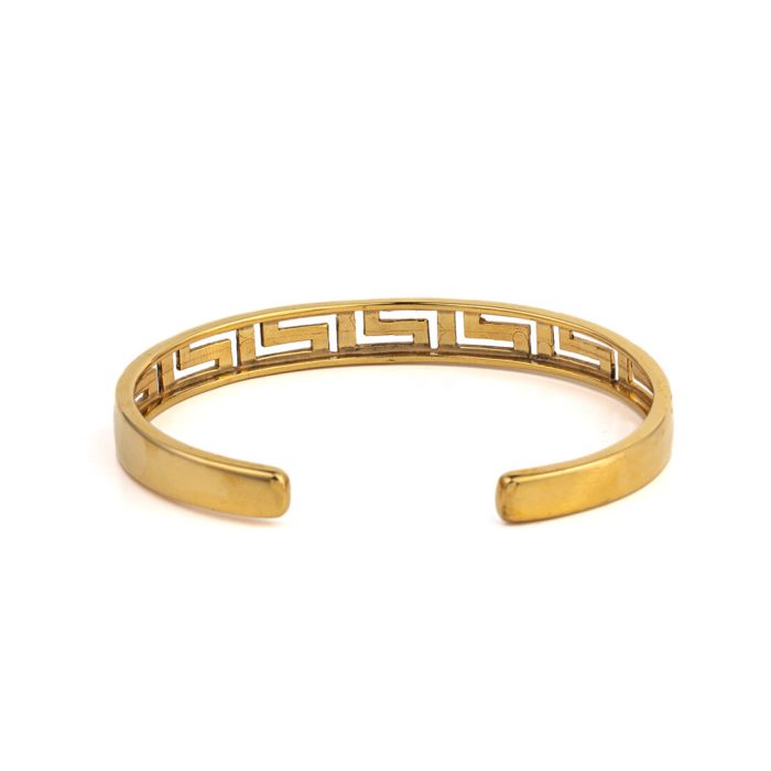 Greek Key Cuff Bracelet - Sterling Silver and Gold Plated - Image 4