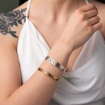 Greek Key Cuff Bracelet - Sterling Silver and Gold Plated - Image 5
