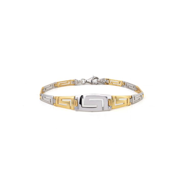 Meander-Greek Key Link Bracelet  – Gold Plated and Sterling Silver - Image 5