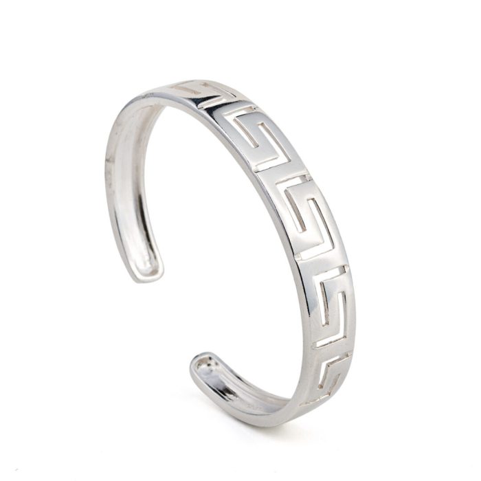 Greek Key Cuff Bracelet - 925 Sterling Silver - Image 4