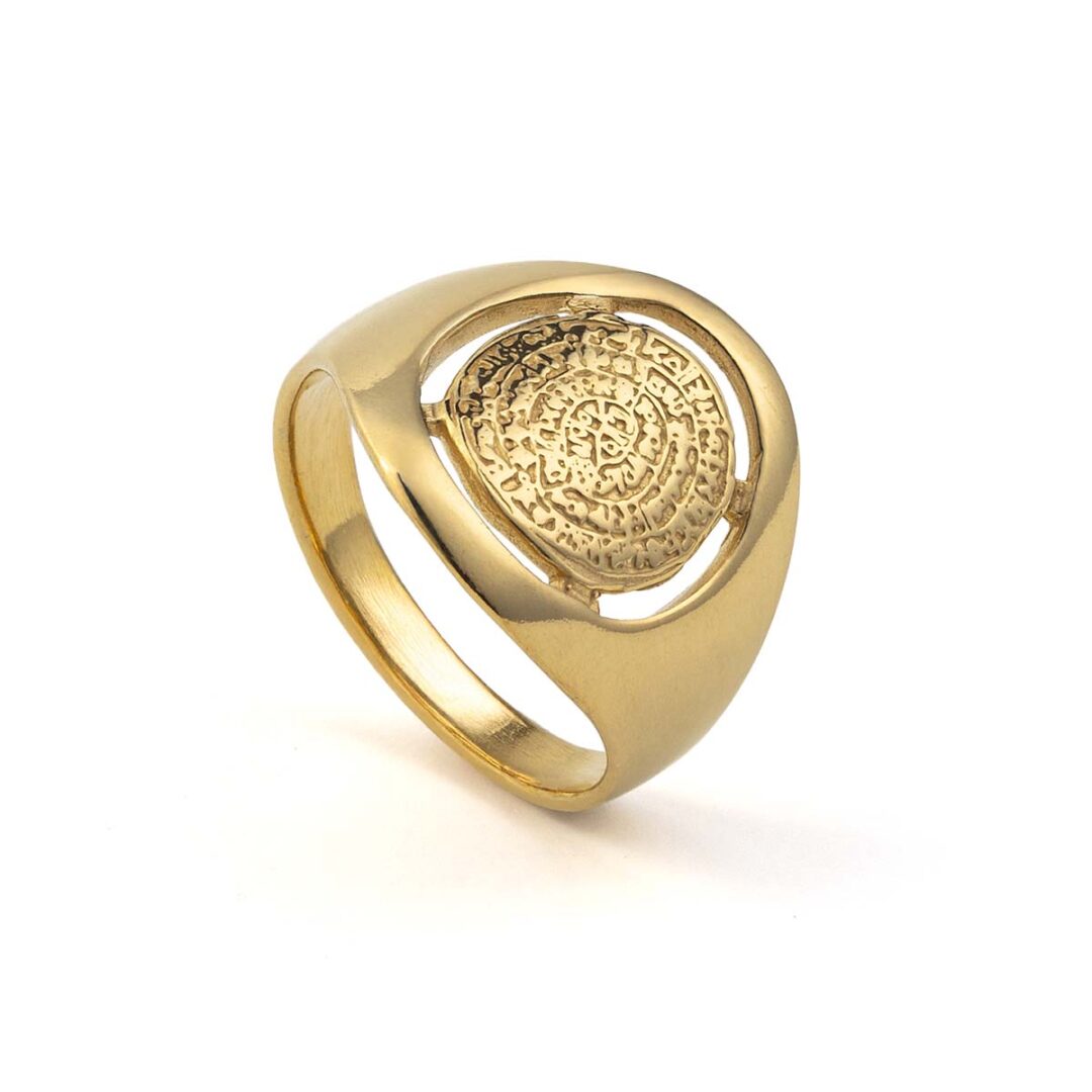 LI-DA-09886009-D257bn Gold Plated Phaistos Ring - Image 2