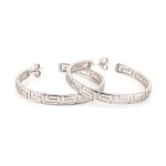 Sterling Silver Greek Key Hoops