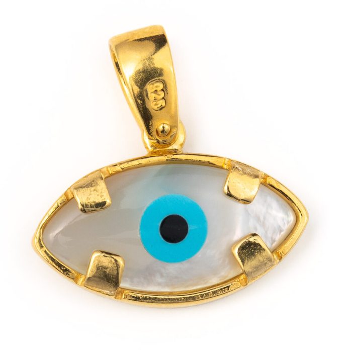 Sterling Silver 925 Gold Plated Evil Eye Pendant - Image 2