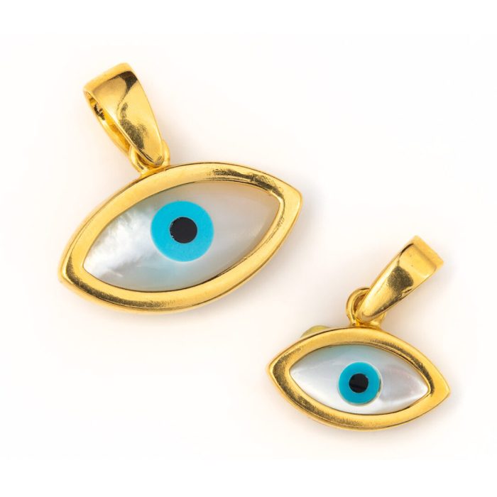 Sterling Silver 925 Gold Plated Evil Eye Pendant - Image 3