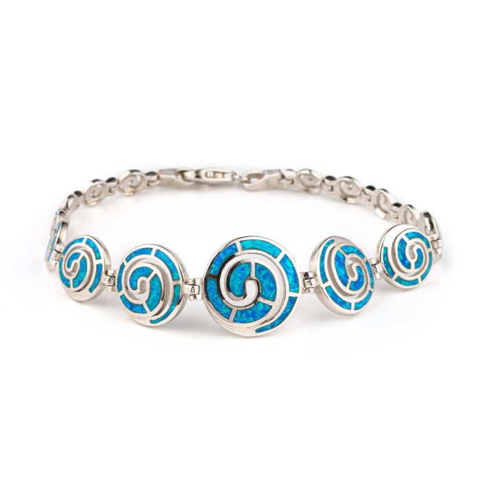 Spiral Bracelet - 925 Sterling Silver with Opal - Image 6