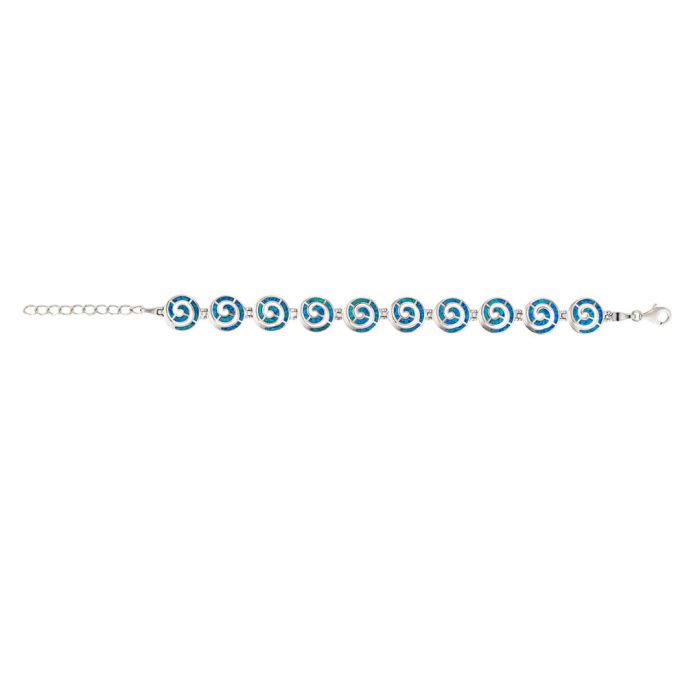 Spiral Blue Opal Bracelet - 925 Sterling Silver - Image 3