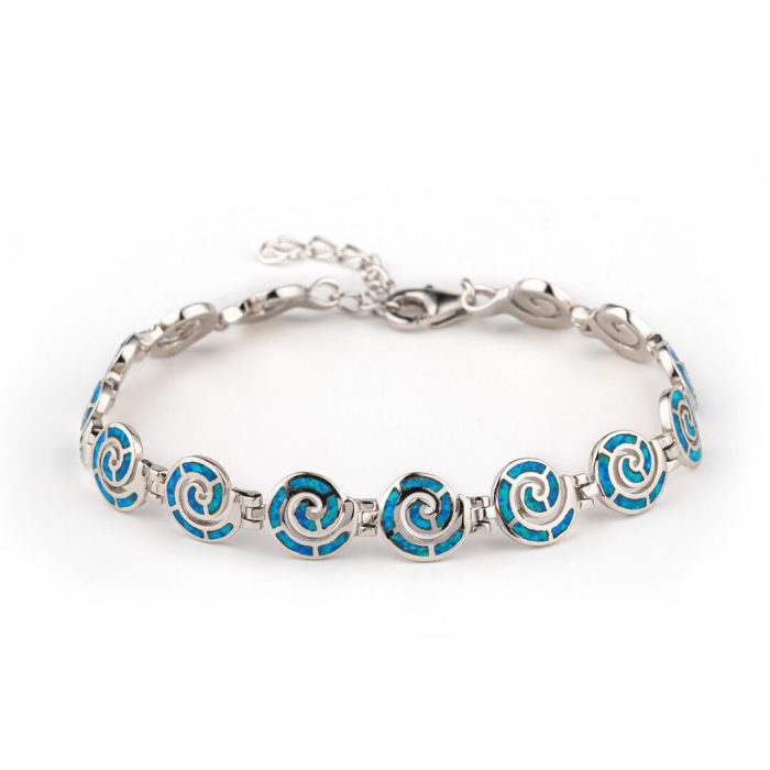 Spiral Blue Opal Bracelet - 925 Sterling Silver - Image 2
