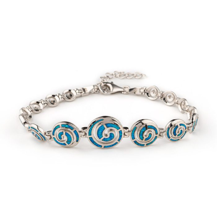 Spiral Bracelet - 925 Sterling Silver with Opal - Image 4