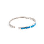 Blue Opal Bangle Bracelet - 925 Sterling Silver - Image 2