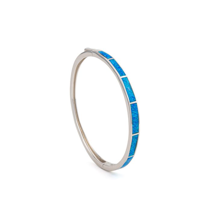 Blue Opal Bangle Bracelet - 925 Sterling Silver - Image 3