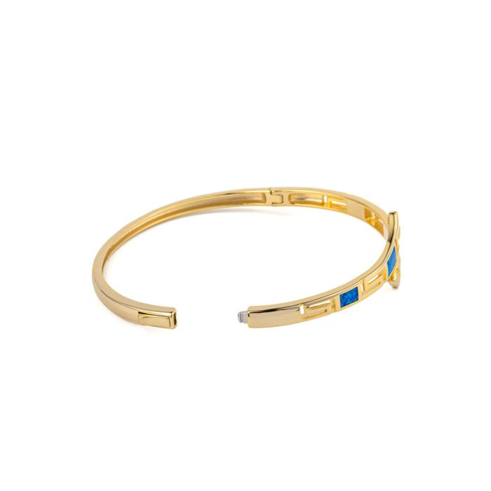 Greek Key Opal Cuff Bracelet - 925 Sterling Silver - Image 5