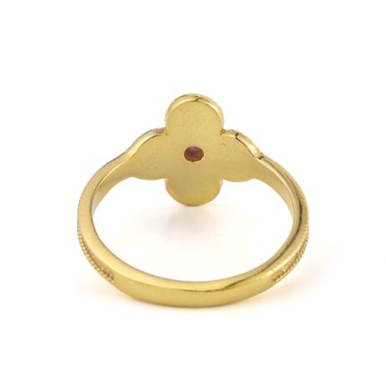 Byzantine Flower Ring with Stone - Gold Plated 925 Sterling Silver