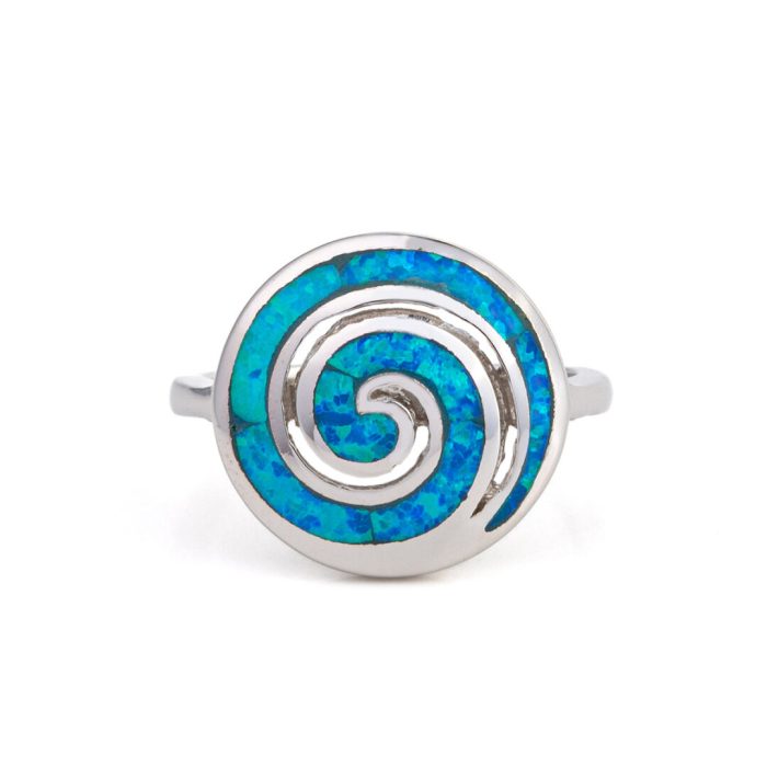 Spiral Opal Ring - Sterling Silver 925 - Image 1