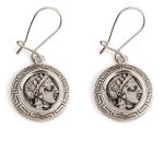 Goddess Athena Earrings with Greek Key - 925 Sterling Silver - Image 4