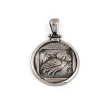 Athena Greek Goddess Coin Pendant - Sterling Silver and Gold Plated - Image 5
