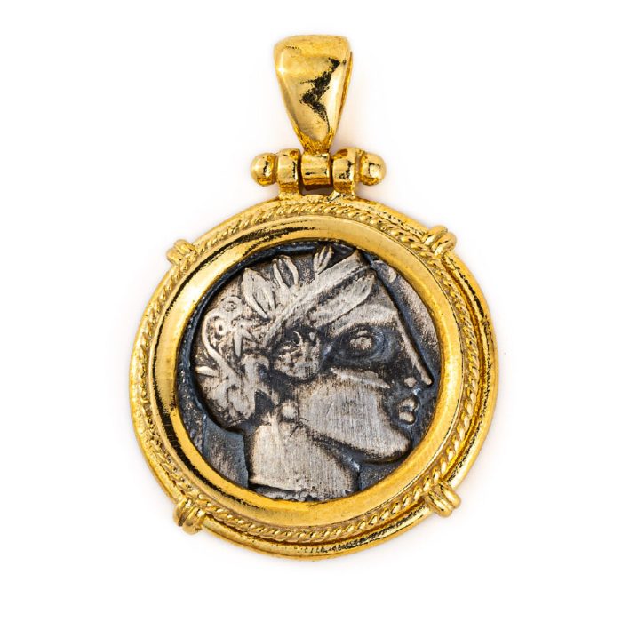 Athena and Wise Owl Coin Pendant