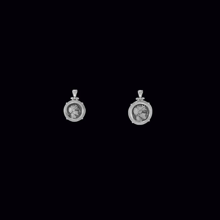 Athena and Wise Owl Coin Pendant - Sterling Silver and Gold Plated - Image 3
