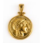 Goddess Athena and Wise Owl Pendant - Sterling Silver and Gold Plated - Image 7