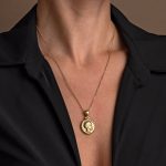 Goddess Athena and Wise Owl Pendant - Sterling Silver and Gold Plated - Image 2