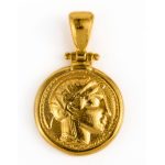 Goddess Athena and Wise Owl Pendant - Sterling Silver and Gold Plated - Image 4