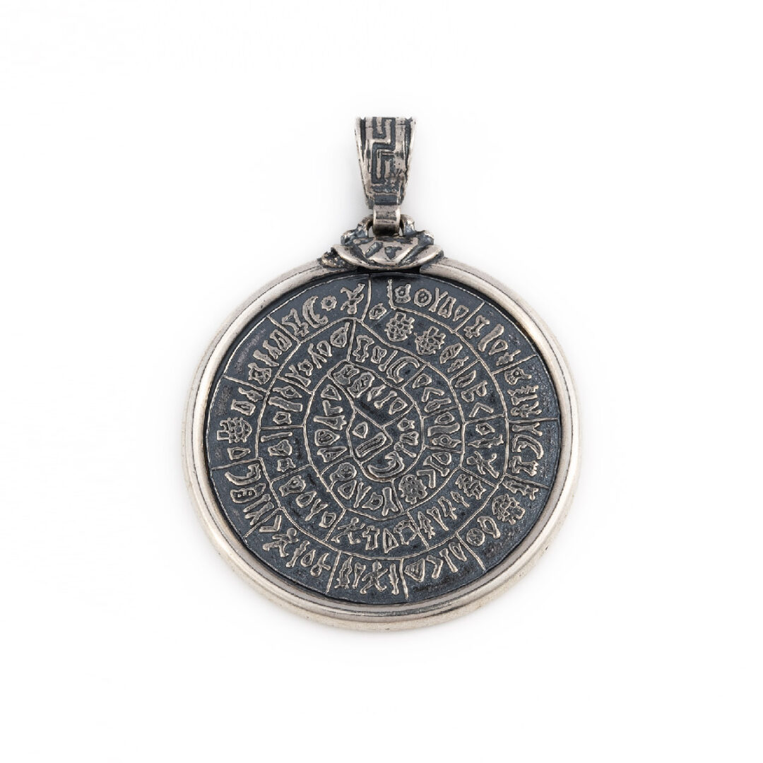 MI-P-1811|MI-P-1811f|MI-P-1811b|MI-P-1811m|MI-P-1811d|MI-P-1811c Greek Phaistos Disc Pendant - Sterling Silver - Image 1