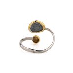 Adjustable Phaistos Disc Ring – Sterling Silver and Gold Plated - Image 3