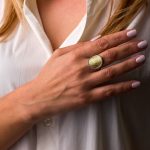 Phaistos Disc Ring with Zircon - Sterling Silver and Gold Plated - Image 6