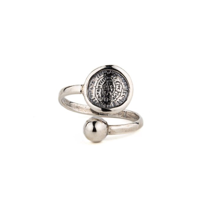 Adjustable Phaistos Disc Ring – Sterling Silver 925 - Image 1