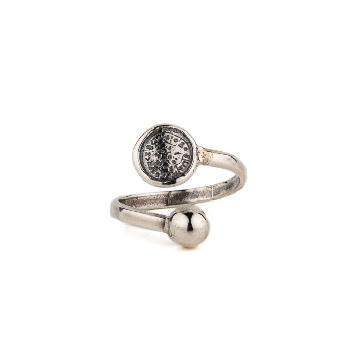 Adjustable Phaistos Disc Ring – 925 Sterling Silver - Image 1