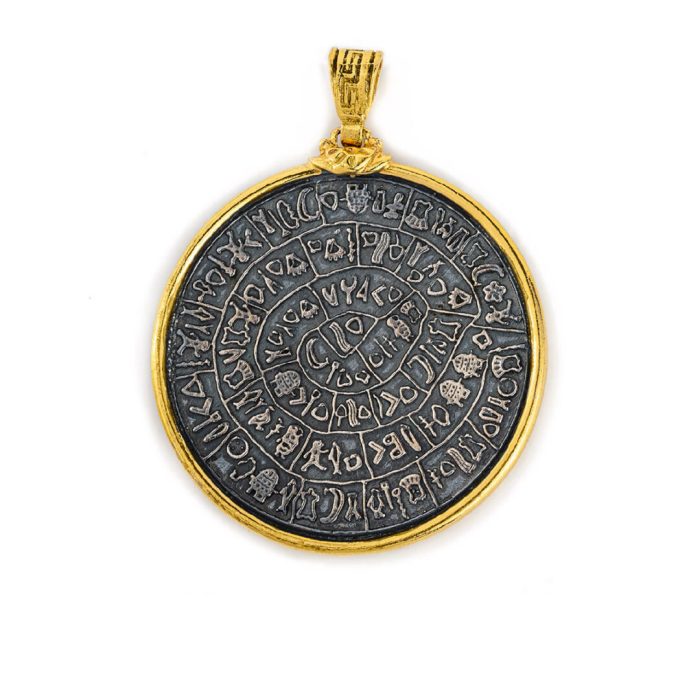 Minoan Phaistos Disk - Sterling silver gold plated pendant - Image 1