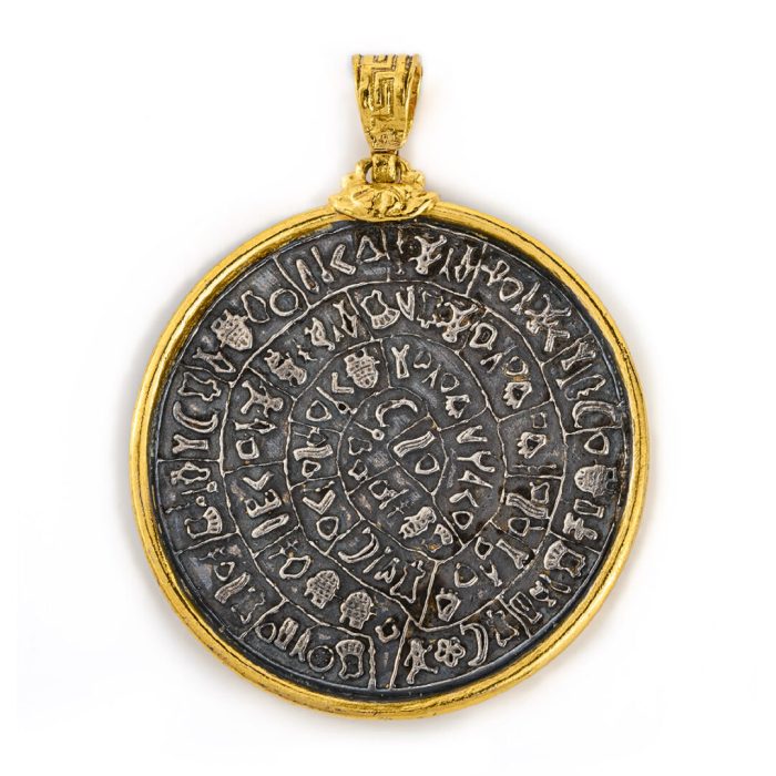 Minoan Phaistos Disk - Sterling silver gold plated pendant - Image 2