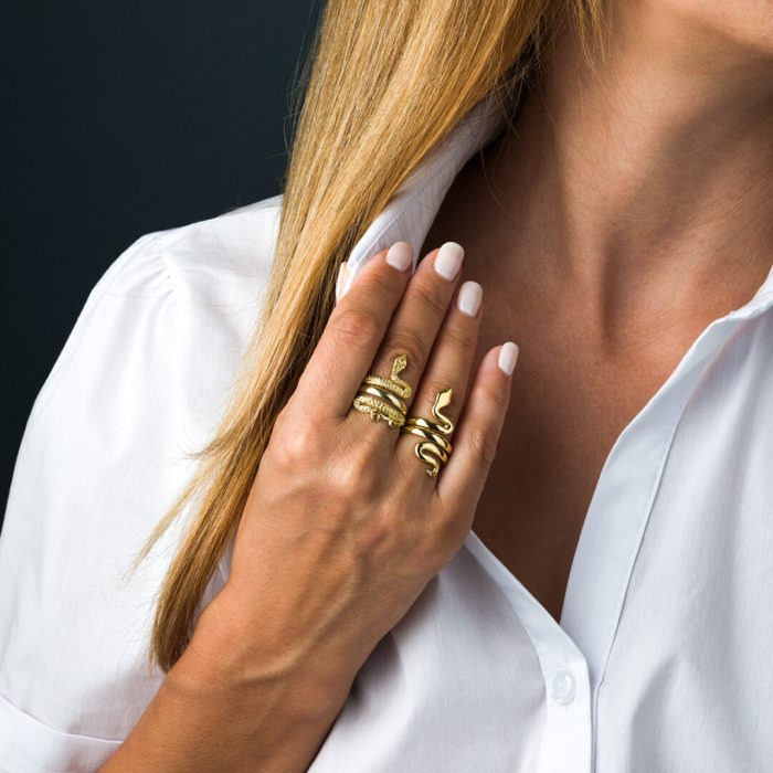 Snake Ring - Sterling Silver and Gold Plated - Image 2