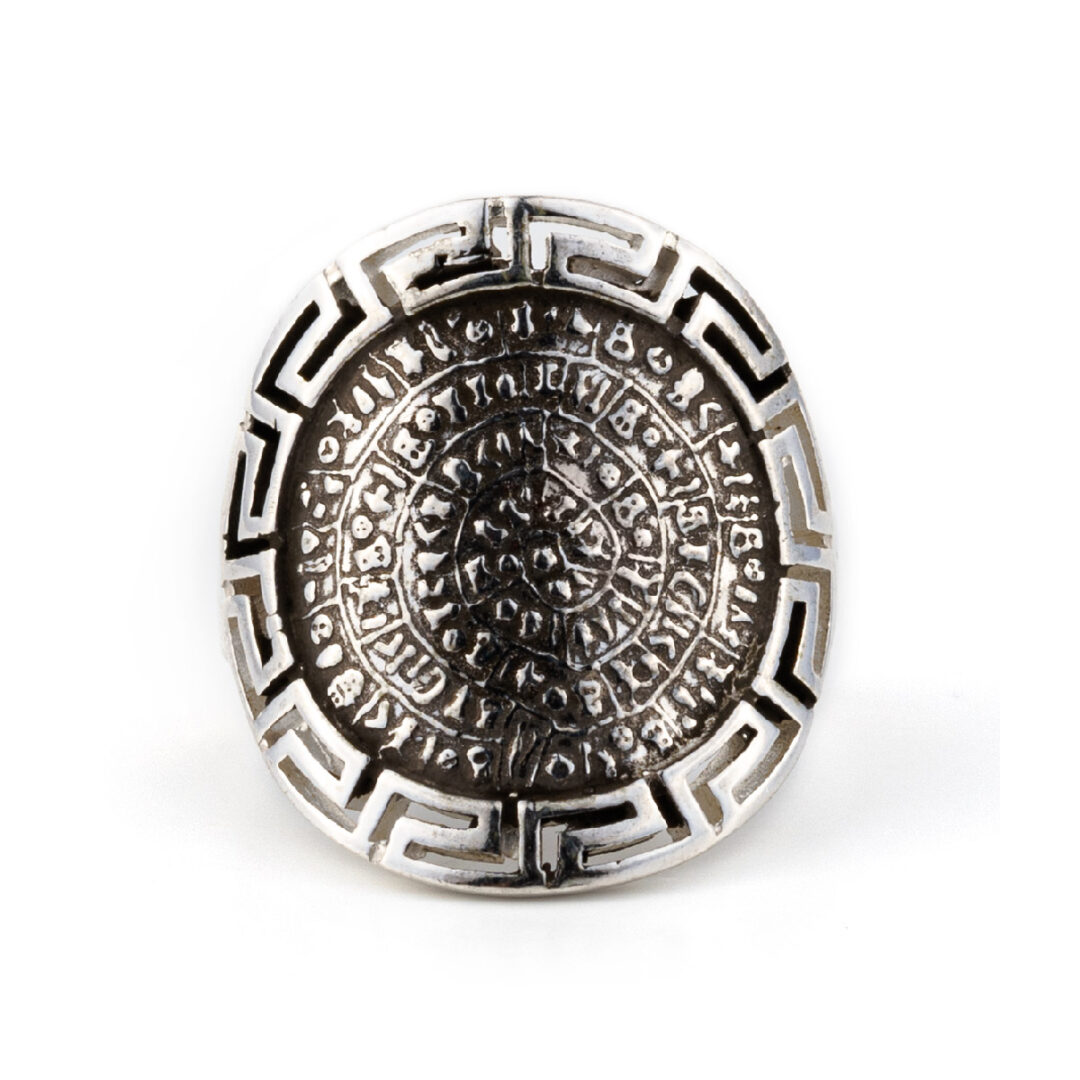 MI-R-04566006 Phaistos Disc Meander Ring - 925 Sterling Silver - Image 1