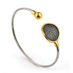 Phaistos Disc Hinge Bracelet - 925 Sterling Silver and Gold Plated - Image 2