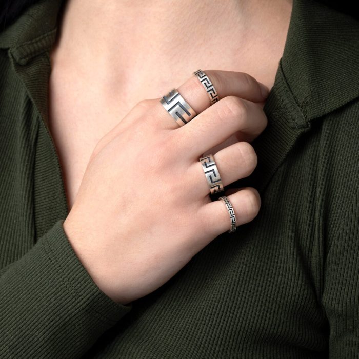 Greek Key Band Ring - 925 Sterling Silver - Image 2