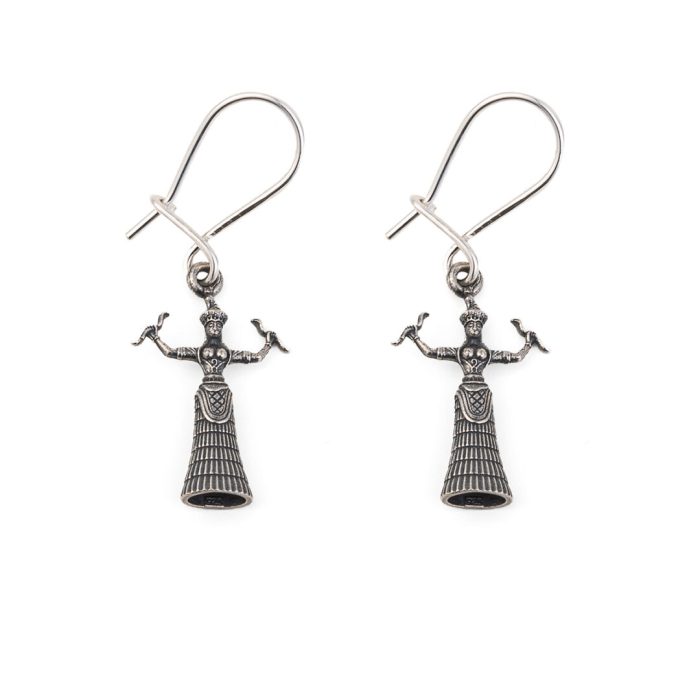 Snake Goddess Drop Earrings - Sterling Silver and Gold Plated - Image 5