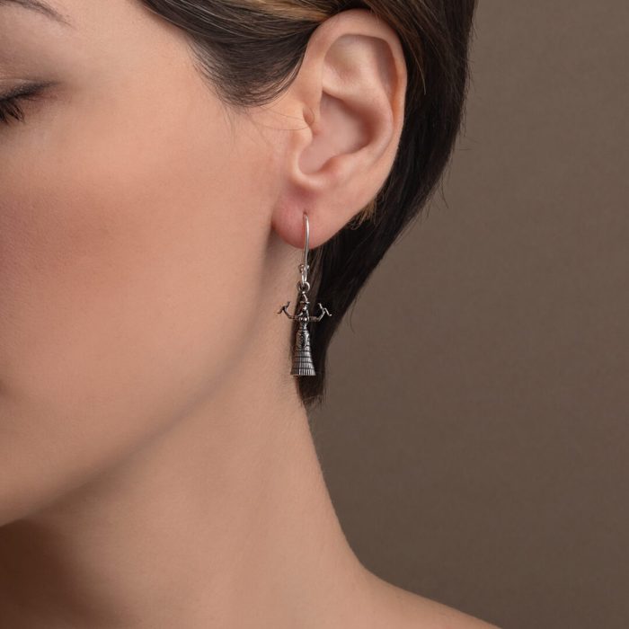 Snake Goddess Drop Earrings - Sterling Silver and Gold Plated - Image 2