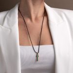 Κολιέ Κορδόνι με Τυρκουάζ Σταυρό - Ασημι 925 και Επιχρυσωμένο Ασήμι - Image 2