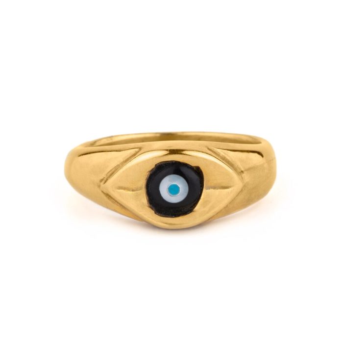Δαχτυλίδι Μάτι Φίλντισι Onyx - Ασήμι 925 Επιχρυσωμένο - Image 1
