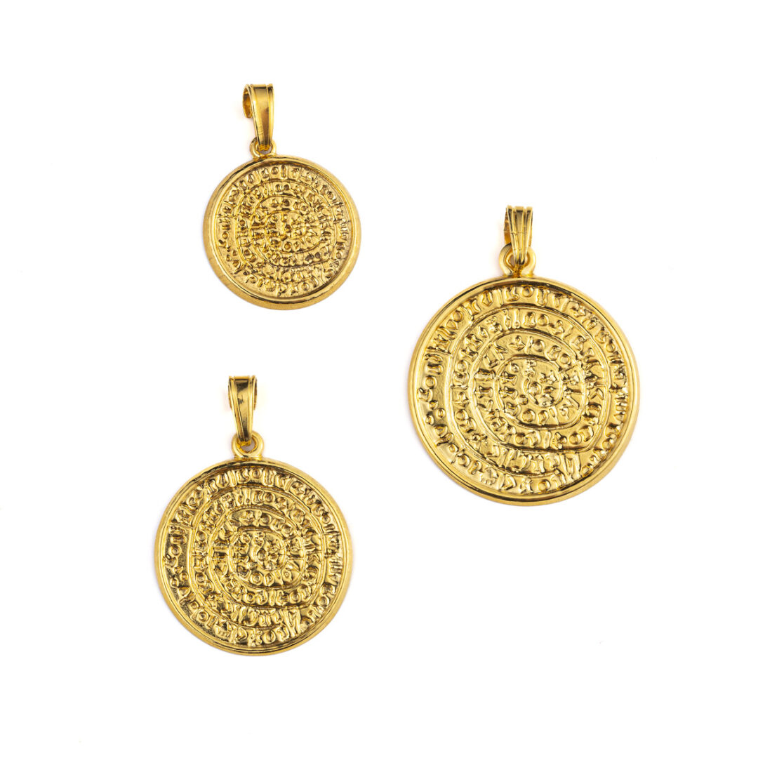 OI-P-07148039-all Phaistos Disc Pendant 14K Gold - Image 2