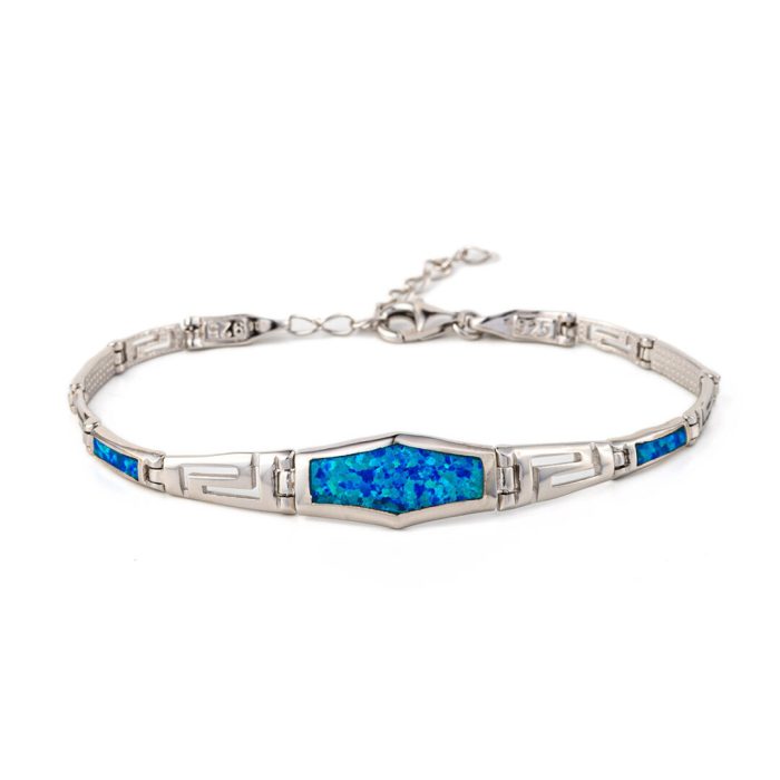 Meander Bracelet - 925 Sterling Silver with Opal - Image 1